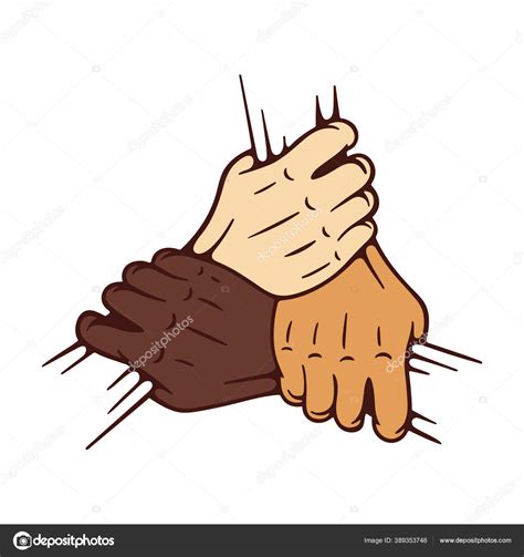 Join Hands Together Three Hands Holding Each Other Isolated White Stock Illustration by ©jakel ...