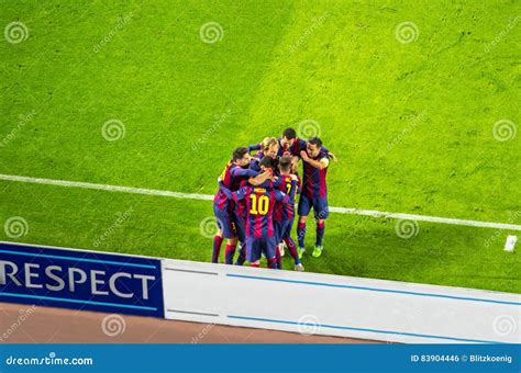 FC Barcelona Players Celebrating A Goal Editorial Image | CartoonDealer ...