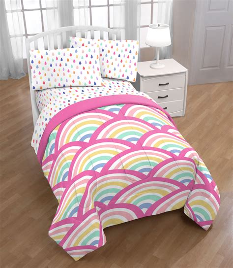 Trend Collector Rainbow Twin Bed in a Bag Bedding w/ Reversible Pink Comforter - Walmart.com