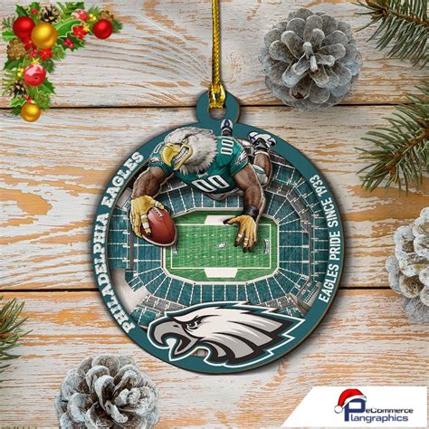 Philadelphia Eagles Mascot Wood Christmas Ornament - Plangraphics