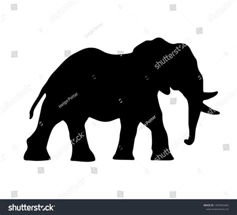 African Elephant Vector Illustration Black Silhouette Stock Vector (Royalty Free) 1487843465