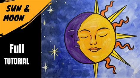 ☀️ EP122 'Boho Sun & Moon' easy acrylic painting sun and moon face tutorial - YouTube