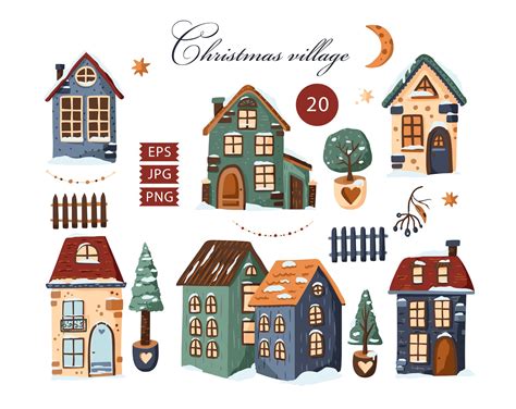 Christmas Village Houses, Fairy House Drawing, House Illustration ...