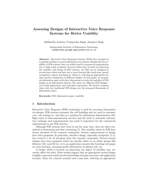 (PDF) Assessing Designs of Interactive Voice Response Systems for Better Usability