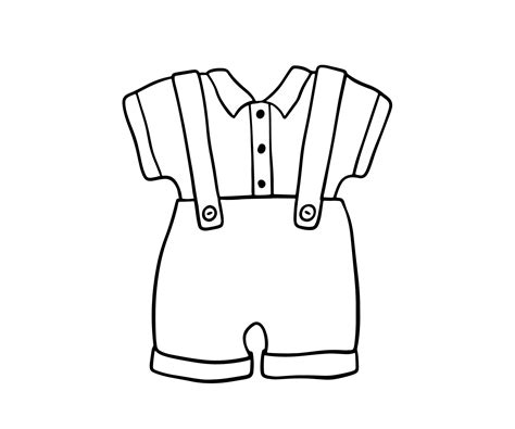 Infant boy cute clothes doodle. Outline sketch Baby clothes isolated on white 21391405 Vector ...