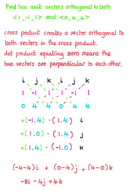 Orthogonal vectors via Cross Product