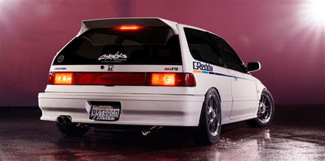 300hp Turbo EF Honda Civic Lights Up the Night for Pit+Paddock Poster Shoot