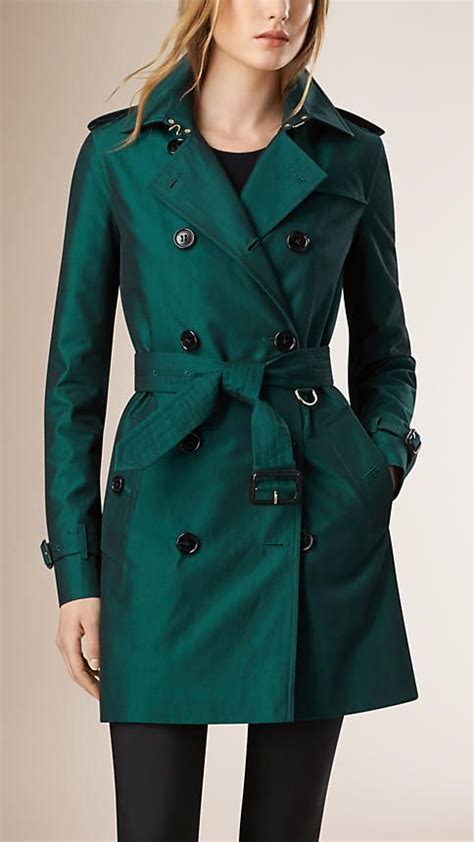 Dark teal melange Gabardine Trench Coat with Wool Warmer - Image 2 ...