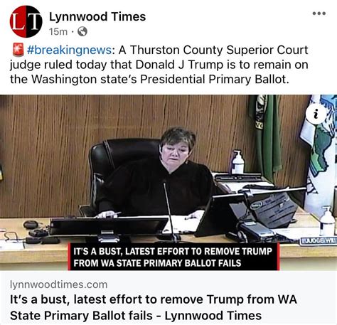 Thurston County Court: Trump to Stay on Washington Ballot, Judge Rules – County Local News