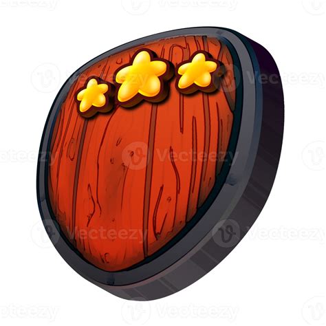 Wooden shield game asset 2D icon transparent background 10833944 PNG