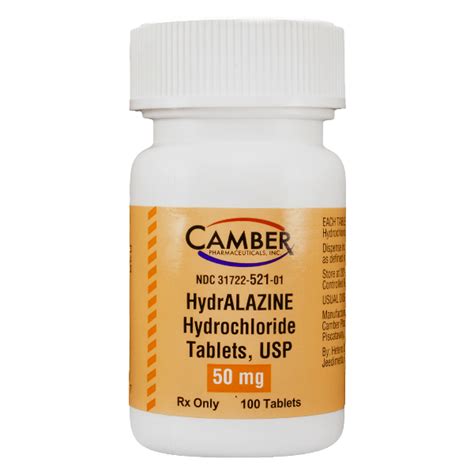 Hydralazine HCl 50mg 100 Tablets