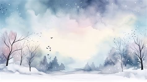 Winter Watercolor Landscape Illustration Background, Landscape ...