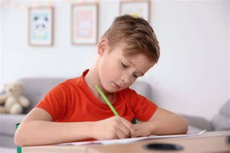 Little Boy with Autistic Disorder Drawing Stock Photo - Image of ...