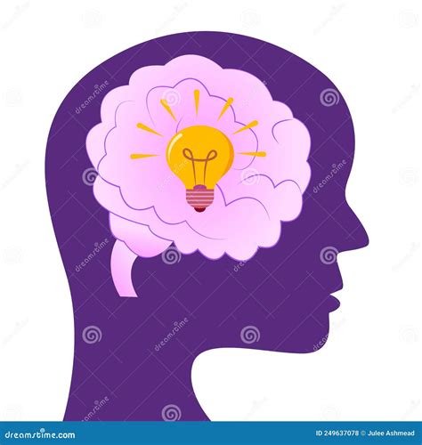 A Face Profile Silhouette Showing the Human Brain with a Light Bulb Stock Vector - Illustration ...