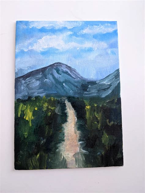 Acrylic Landscape Scenery ORIGINAL Art 5x7 Mountain Artwork Hand ...