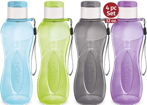 MILTON 32 oz. Large Water Bottle 4 Set Sports Water Bottles for Kids Adults Reusable Water ...
