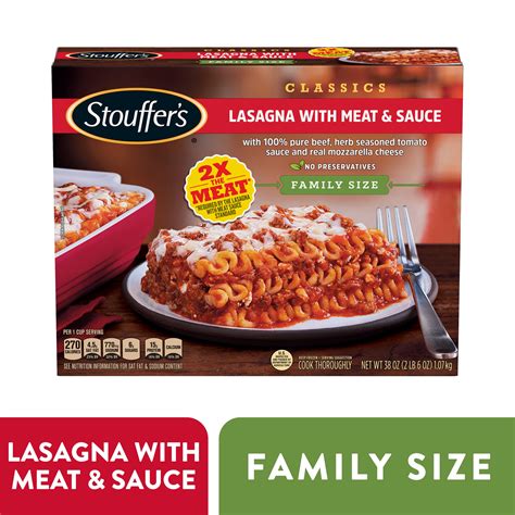 Stouffer's Family Size Lasagna with Meat & Sauce Frozen Meal 38 oz. - Walmart.com - Walmart.com