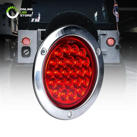 4" Inch Round LED Trailer Tail Lights [DOT Certified] [Stainless Steel ...