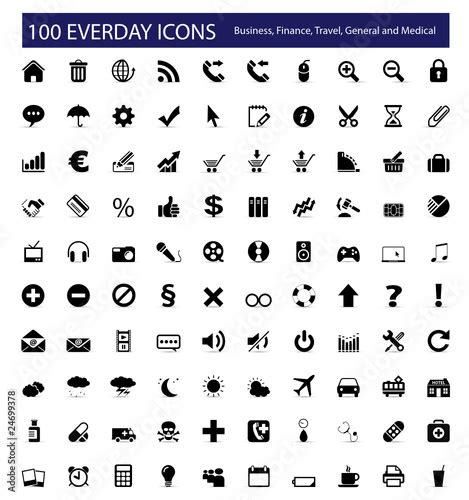 100 Everyday Icons - Buy this stock vector and explore similar vectors at Adobe Stock | Adobe Stock