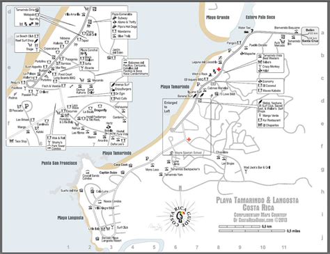 Tamarindo Beach & Langosta - free printable map