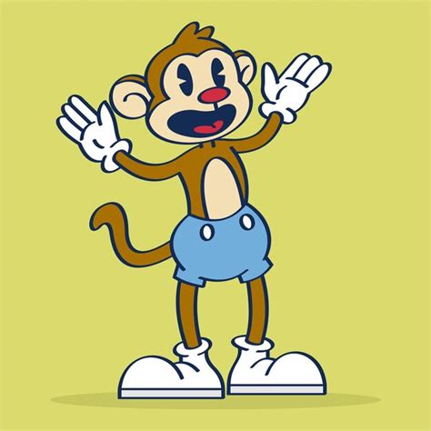 Premium Vector | Aloha monkey cartoon character illustration vintage ...