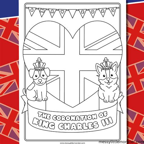 King Charles III Coronation Colouring Page – Messy Little Monster Shop