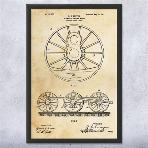 Framed Locomotive Train Wheels Wall Art Print Engineering - Etsy