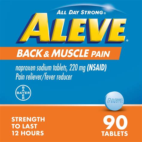 Aleve Back & Muscle Pain Reliever Naproxen Sodium Tablets, 90 Count - Walmart.com