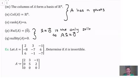 Invertible Matrix Theorem Revisited - YouTube