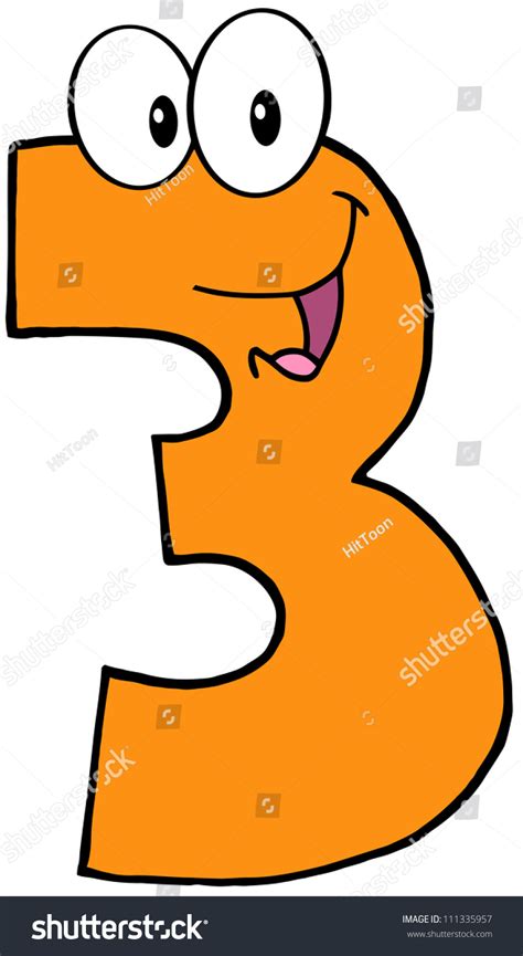 Number Three Funny Cartoon Character Raster Stock Illustration ...