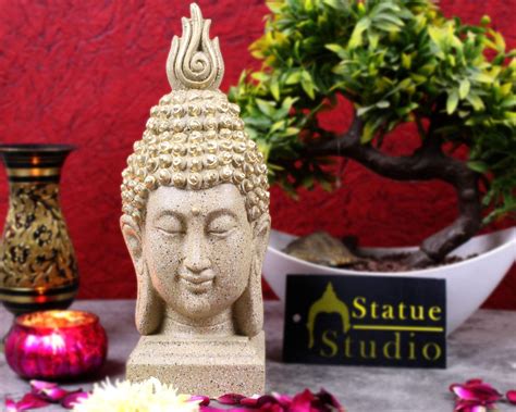 Buy StatueStudio Polyresin Buddha Head Statue For Home Decor Diwali Office Corporate Gift ...