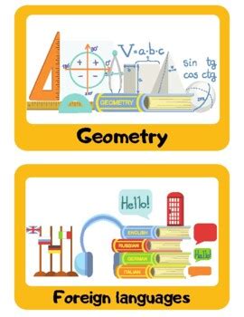 FREEBIE School subjects/classes flashcards by Christinafreeprints