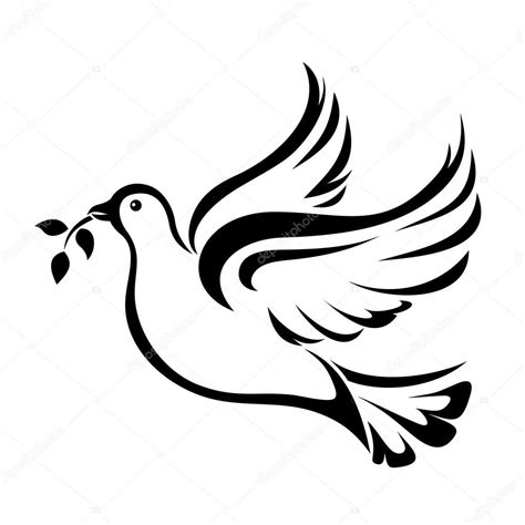 Dove. Symbol of peace. Vector black silhouette. Stock Vector by ©Naddya 70611687