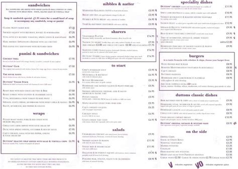 Chester Tourist - Dutton's Menu