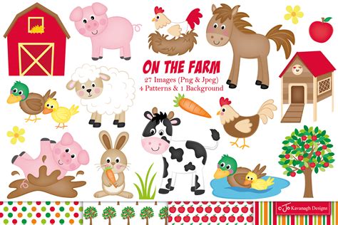 Farm clipart, Cute farm animals -C11 ~ Illustrations ~ Creative Market