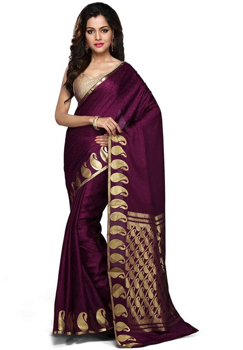 Dark Magenta Pure Mysore Silk Saree with Blouse Online Shopping: SHU250 | Mysore silk saree ...