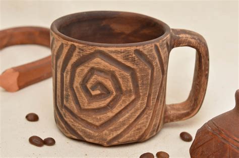 Clay cup handmade ceramic mug with pattern kitchen pottery ecofriendly tableware 1545512165 ...