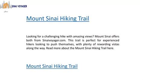 PPT - Mount Sinai Hiking Trail Sinaivoyager.com PowerPoint Presentation ...