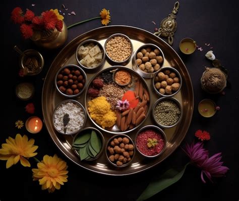 Premium AI Image | Diwali puja thali