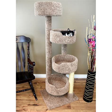 New Cat Condos 64-in Cat Tree & Condo Scratching Post Tower, Brown ...