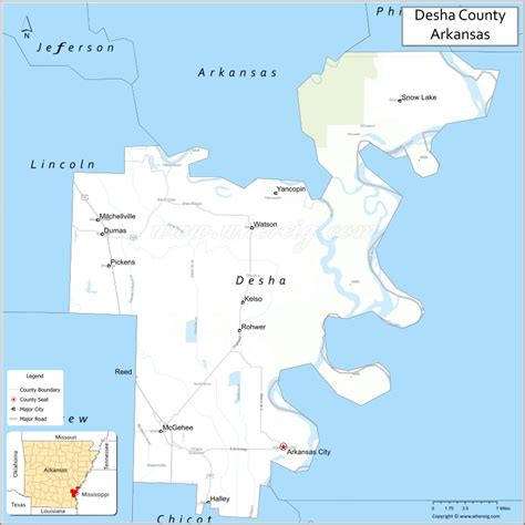 Map of Desha County, Arkansas