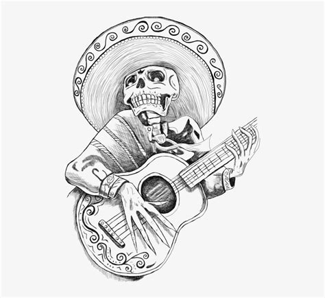 Mexican Day Of The Dead Romantic Mariachi - Dia De Los Muertos Mariachi Sketch - Free ...