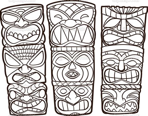 Tiki Mask Coloring Page