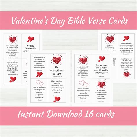 Valentine's Day Bible Verse Cards Love Bible Verses Scripture Cards Valentine's Gift Digital ...