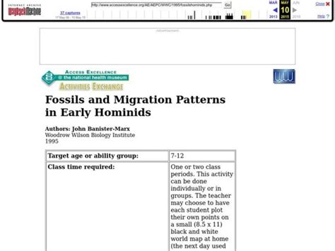 Fossils And Migration Patterns in Early Hominids Lesson Plan for 7th ...