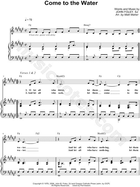 Matt Maher "Come to the Water" Sheet Music in F# Major (transposable ...