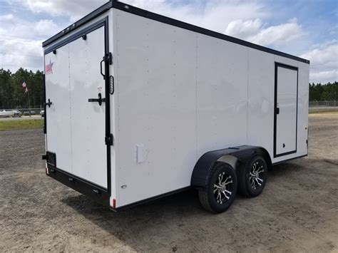 Enclosed Black Out Trailer 7 x 16 White. (ad 105) - USA Cargo Trailer