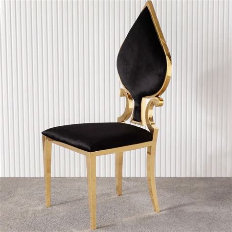 Modern Dining Velvet Upholstered Dining Chair with Gold Legs Black Set of 2