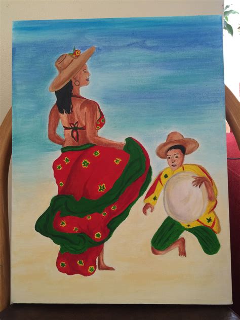 A traditional painting of a Mauritian dancing called SEGA, including the clothing :) #Mauritius ...