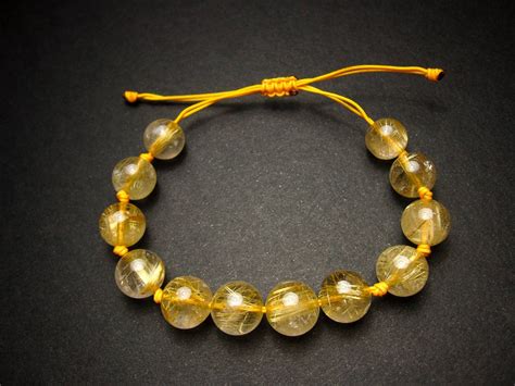 Golden Rutilated Quartz Bracelet, Golden Rutile, Raw Stone Bracelet, Protection Bracelet ...